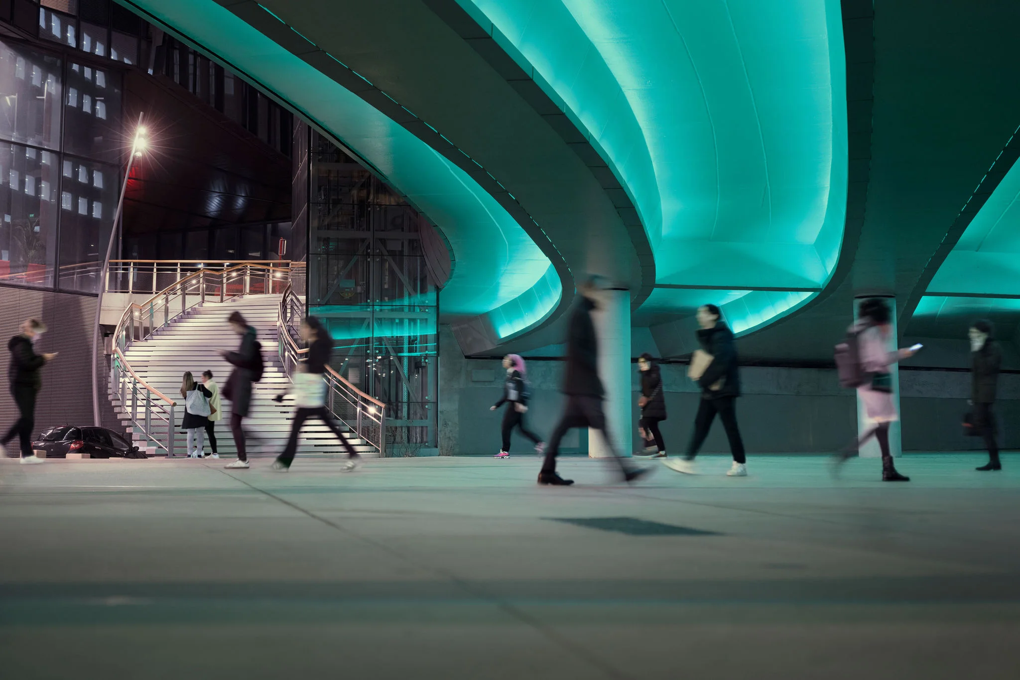 Two happy business women working in green office